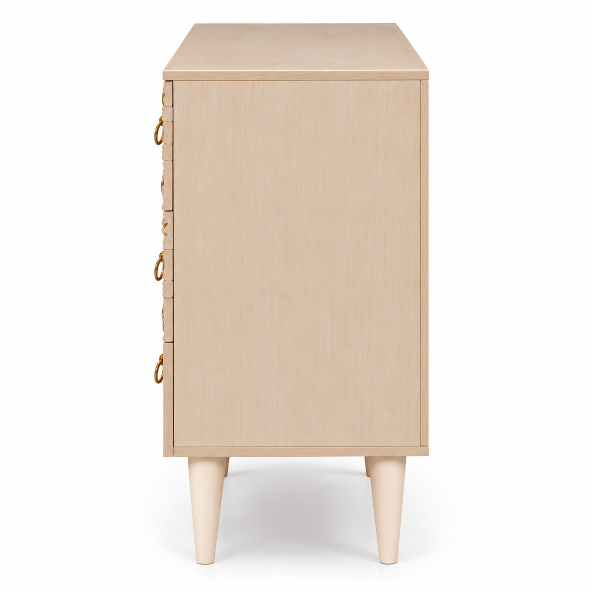 Hand Carved Accent Dresser & Chest of 6 Drawers – Geometric Wooden Storage Cabinet