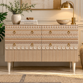 Hand Carved Accent Dresser & Chest of 6 Drawers – Geometric Wooden Storage Cabinet